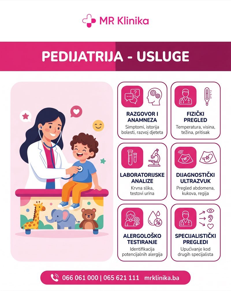 Pedijatrija MR Klinika Banja Luka - usluge (pregled, laboratorija, ultrazvuk, alergološko testiranje)