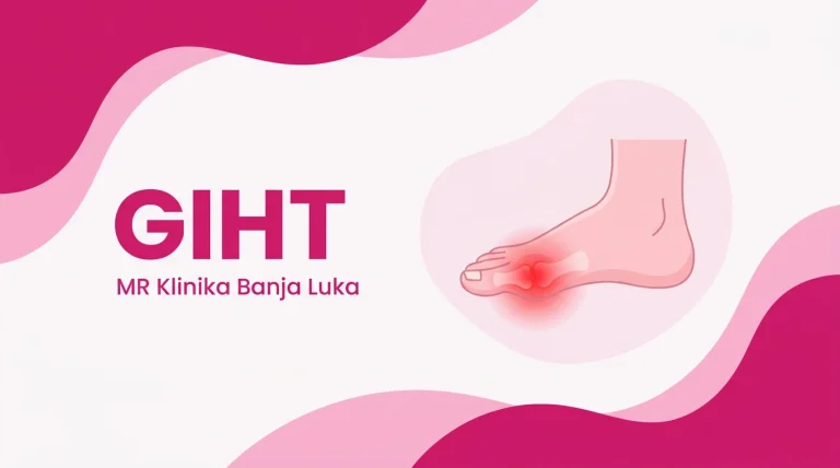 Giht - upaljen i otečen zglob palca na nozi, ilustracija, MR Klinika Banja Luka